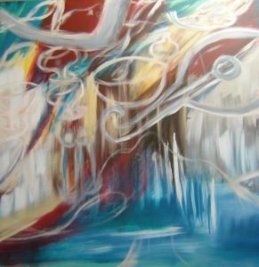 Festa no mar 6. Acrilico s. tela, 100x100x3cm 1500€